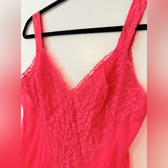 Vintage Henson-Kickernick Pink Coral Lace Slip Dress Pinup Lingerie Boudoir sz34 - Picture 2 of 16
